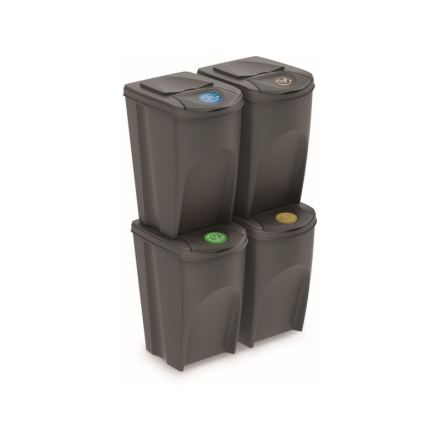 Prosperplast Odpadkový koš SORTIBOX 4 x 35 l šedý