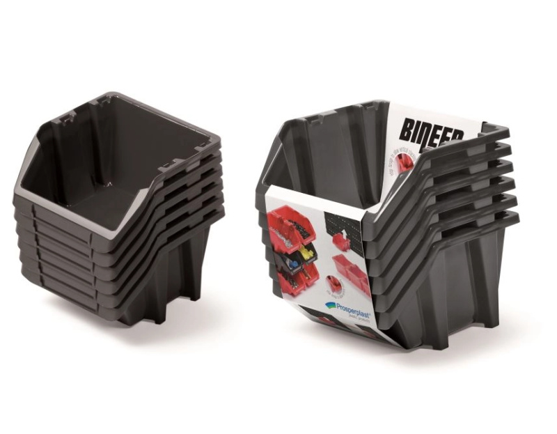 PROSPERPLAST Set plastových úložných boxů 6ks BINEER SHORT SET 214 x 198 x 238 cmčerný
