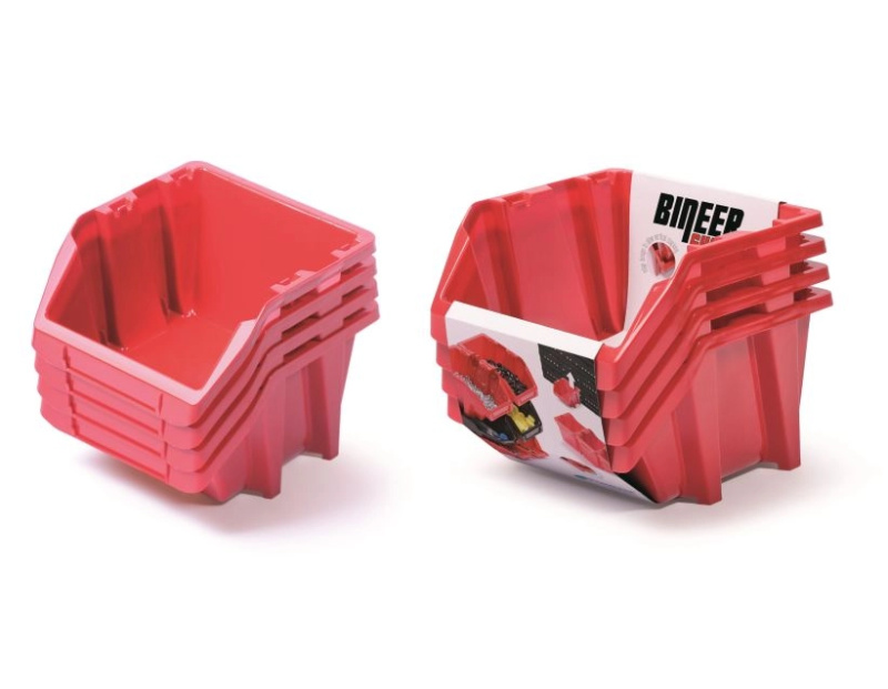 PROSPERPLAST Set plastových úložných boxů 4ks BINEER SHORT SET 272 x 238 x 236 cmčervený