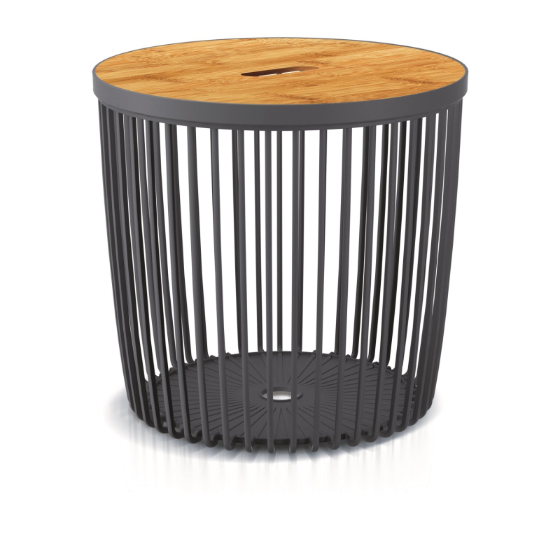 Prosperplast Plastový univerzální koš Clubo s bambus. víkem, antracit, pr. 38 cm