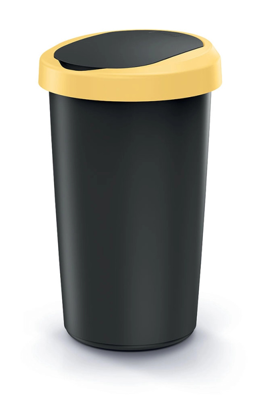 Compacta R Flap Odpadkový koš recyklovaný černý s světle žlutým víkem, 25 l