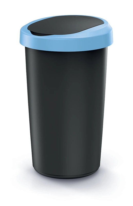 Compacta R Flap Odpadkový koš recyklovaný černý s světle modrým víkem, 25 l