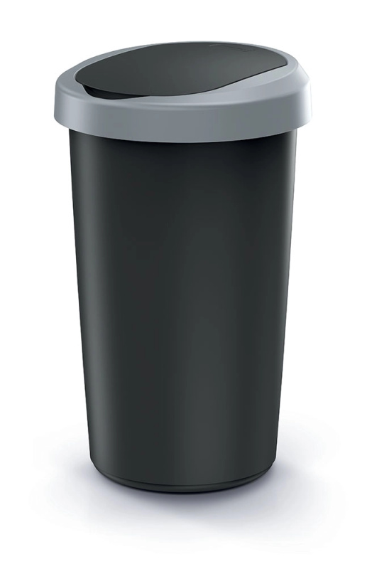 Compacta Q Flap Odpadkový koš - 25 l, recykl. černá se světle šedým víkem