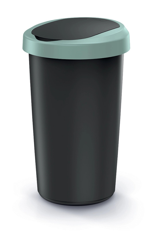Compacta R Flap Odpadkový koš recyklovaný černý s světle zeleným víkem, 25 l