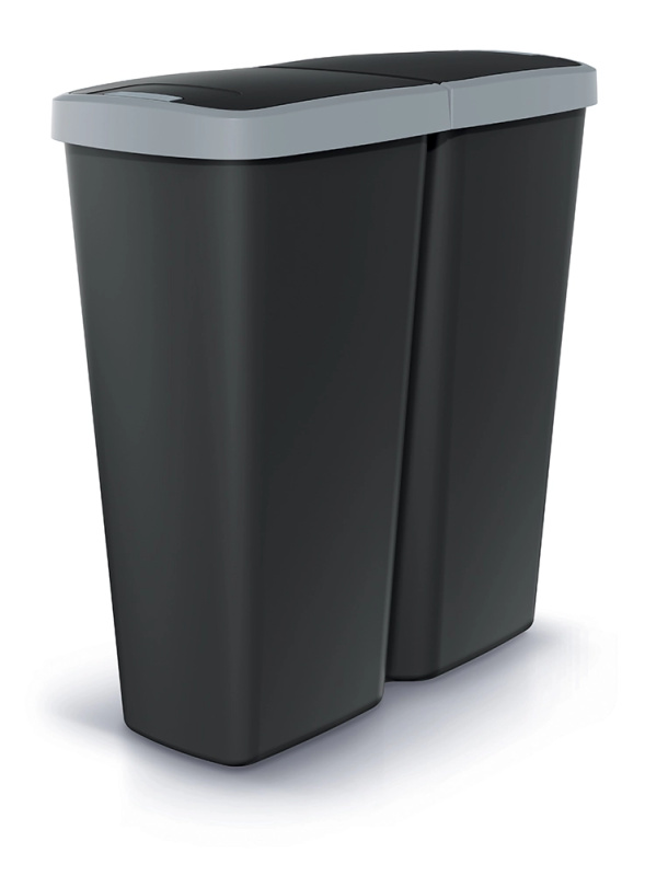 Prosperplast COMPACTA Q DUO černý se světle šedým víkem objem 50l
