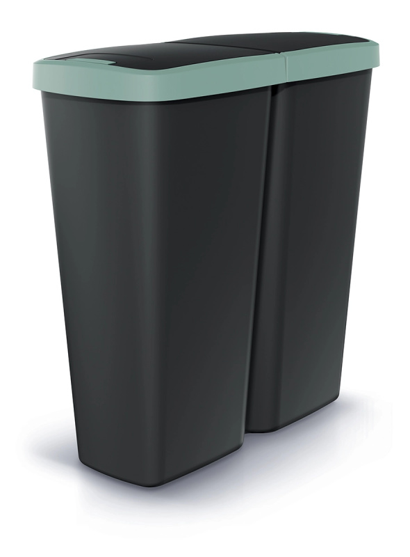 Prosperplast COMPACTA Q DUO černý se světle zelným víkem 50 l