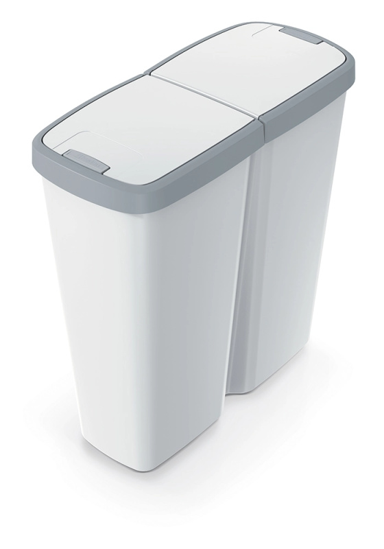 Prosperplast COMPACTA Q DUO popelavý se světle šedým víkem objem 50l