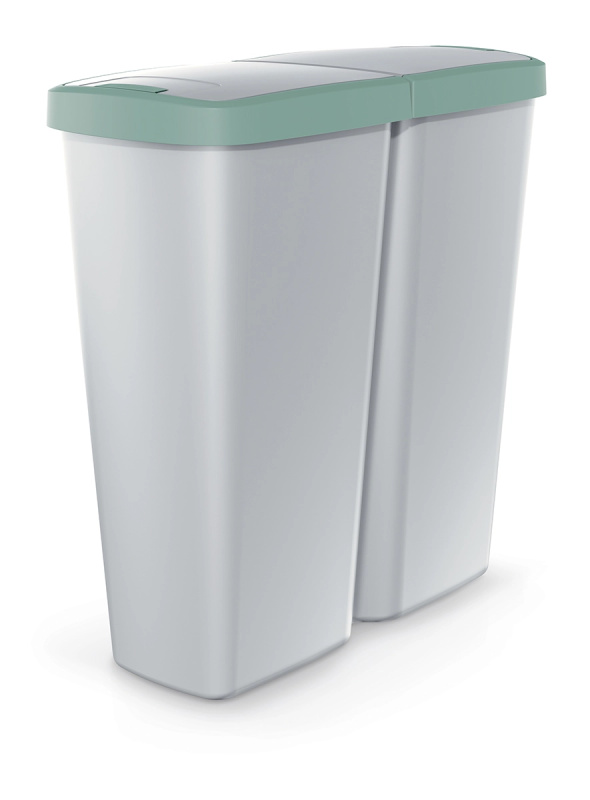 Prosperplast COMPACTA Q DUO popelavý se světle zelným víkem objem 50l