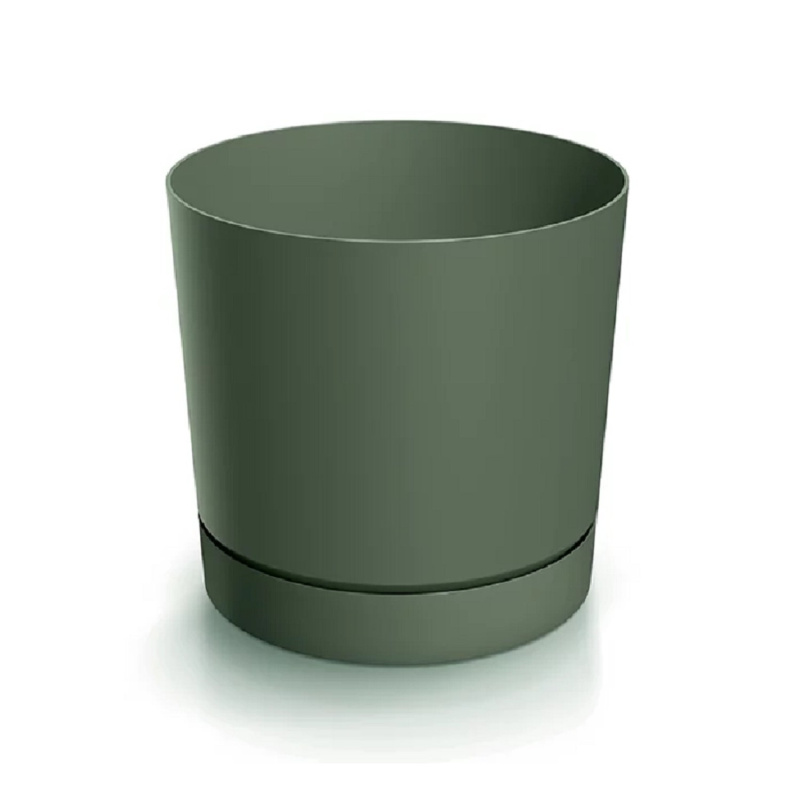 Prosperplast Květináč TUBO P s miskou, borovicově zelená, pr. 14,8 x 14,7 cm