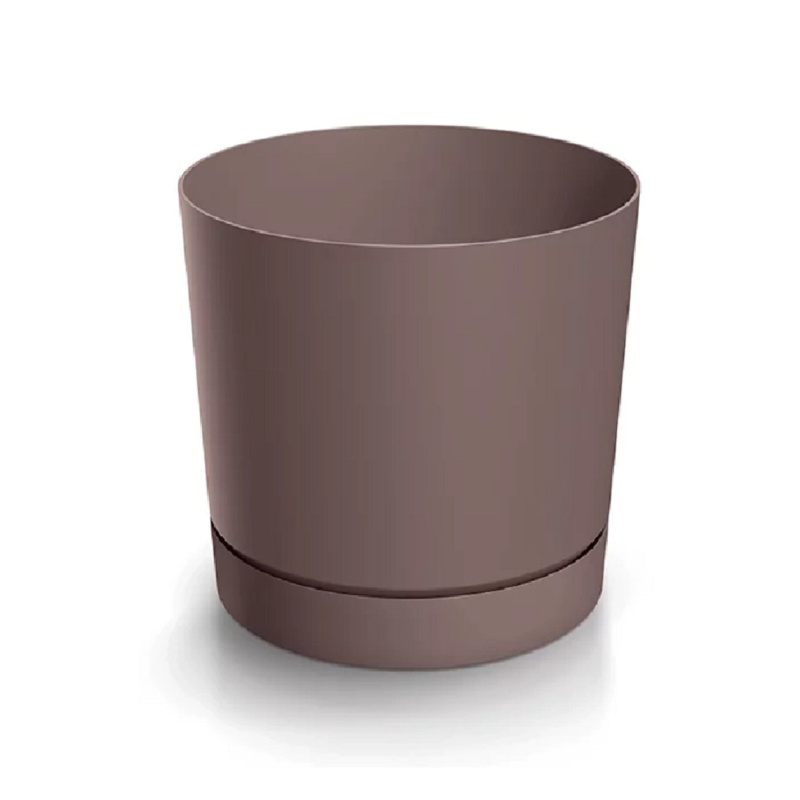 Prosperplast Květináč TUBO P s miskou, marsala, pr. 14,8 x 14,7 cm