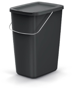Odpadkový koš 25 l z recyklovaného plastu s víkem KEden COMPACTA Q BASIC – černý