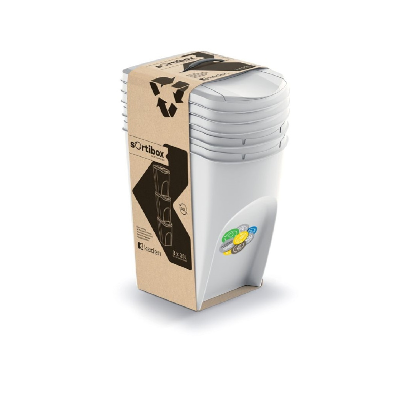 Prosperplast Odpadkový koš SORTIBOX 3 x 35 l popelavý