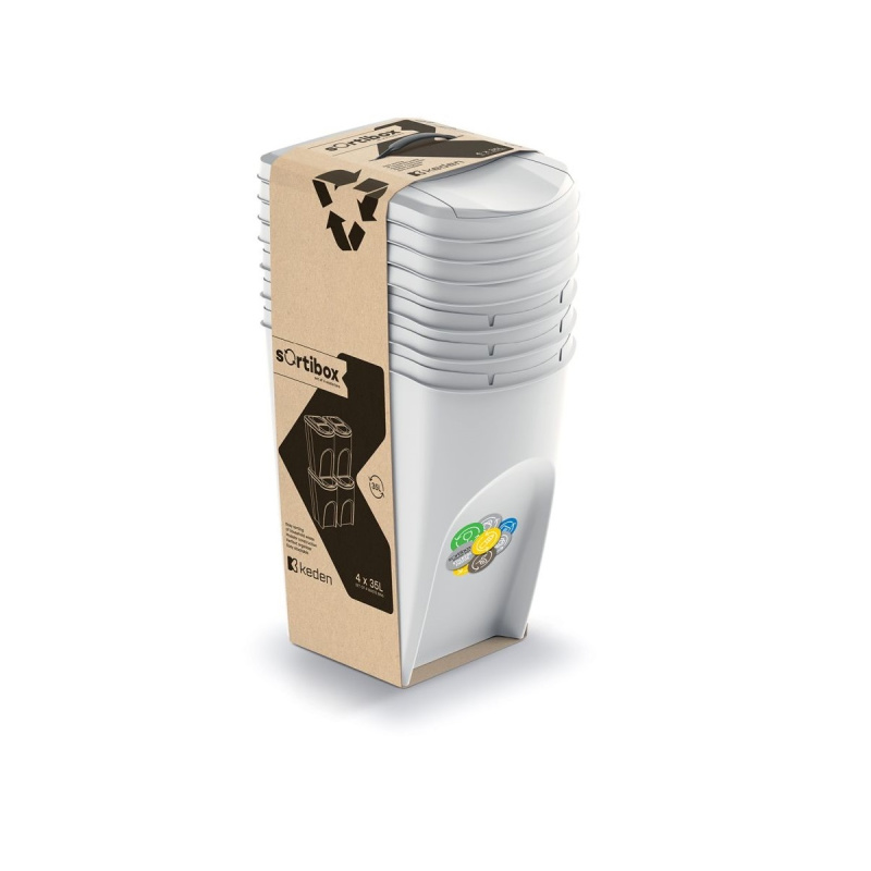 Prosperplast Odpadkový koš SORTIBOX 4 x 35 l popelavý