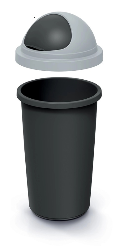 Compacta R Roller Odpadkový koš recyklovaně černý s světle šedým víkem, 50 l