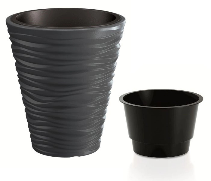 Prosperplast Květináč Small Sand s vložením tmavě šedý 34,5 cm