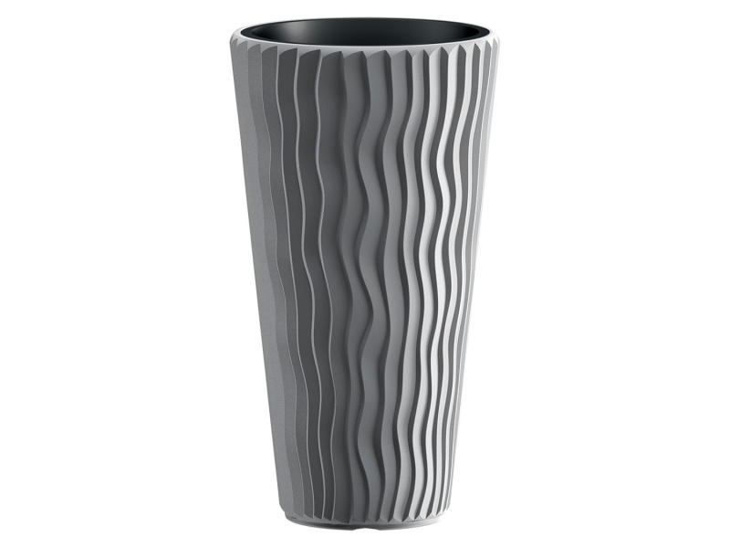 Prosperplast Květináč s vložkou Sandy Slim (šedá, Š 30 x V 53 x H 30 cm)