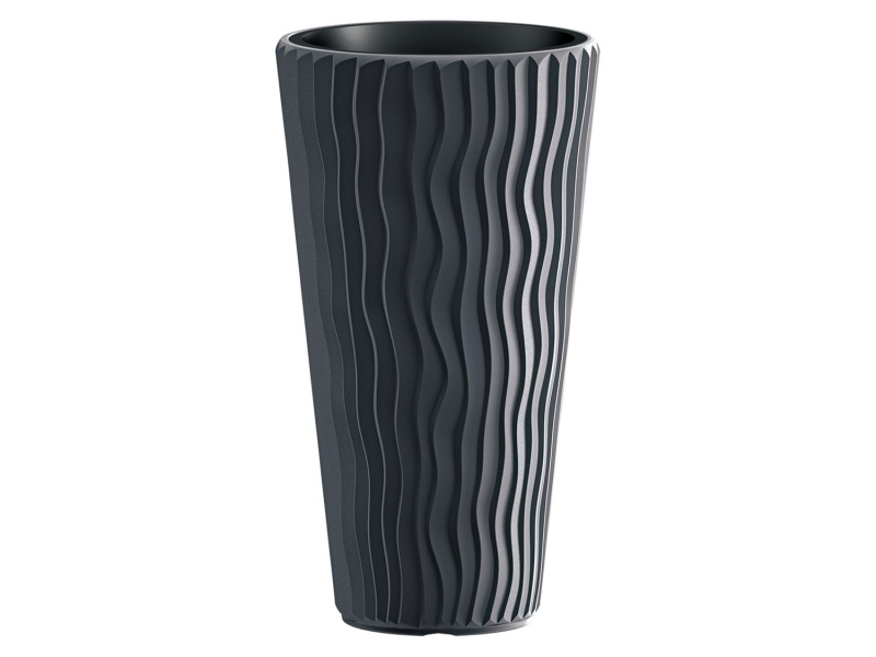 Prosperplast Květináč s vložkou Sandy Slim (antracitová, Š 30 x V 53 x H 30 cm)