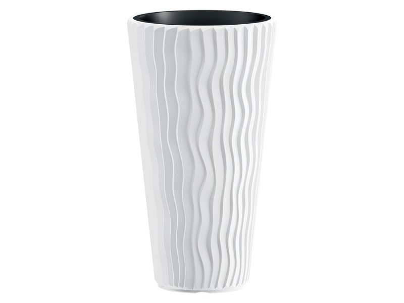 Prosperplast Květináč s vložkou Sandy Slim (bílá, Š 30 x V 53 x H 30 cm)