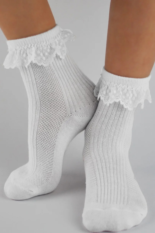 PONOŽKY S VOLÁNKEM BÍLÉ SB020 KOJENECKÉ bílá 0-6