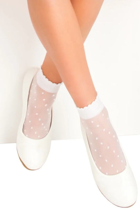 PONOŽKY 20DEN WHITE DOTS SM004 bílá Jednorázová velikost