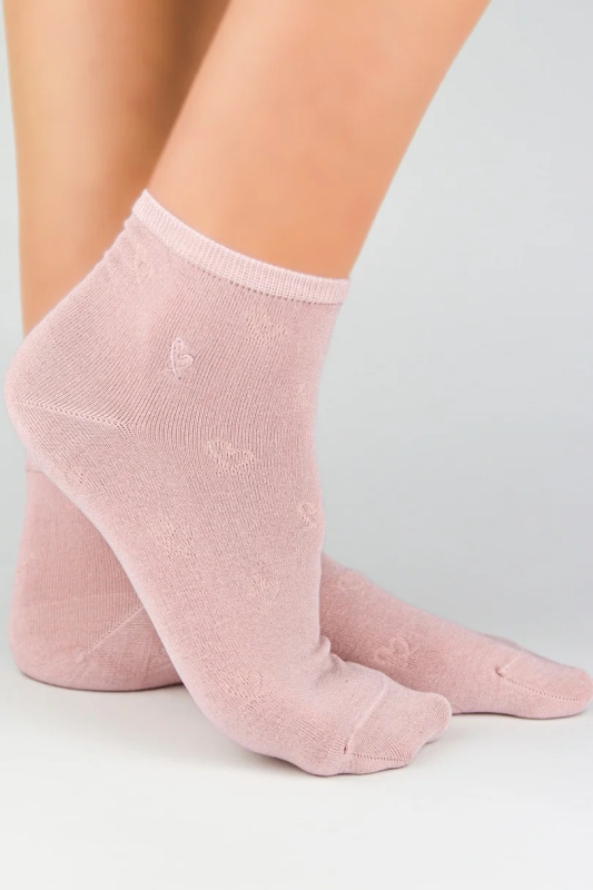 VISKÓZOVÉ PONOŽKY S HEDVÁBÍM ST040 pudrově růžová 36-41