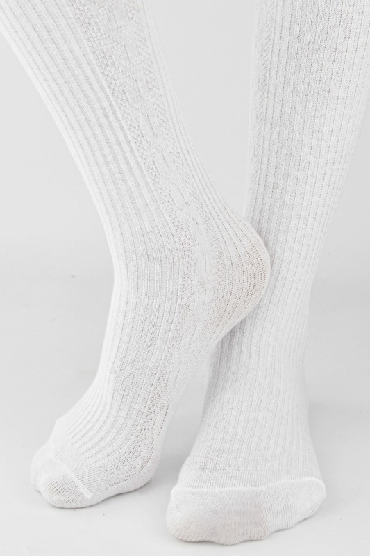 ŽEBROVANÉ KOSTKOVANÉ PUNČOCHÁČE RB011 6-11 LET bílá 128-134