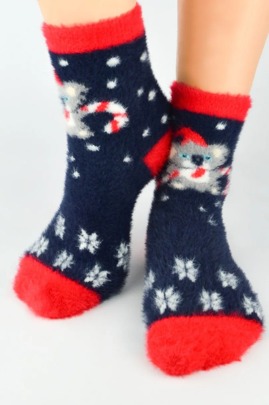 Dětské nadýchané ponožky XMAS SB089 tmavě modrá 27-30
