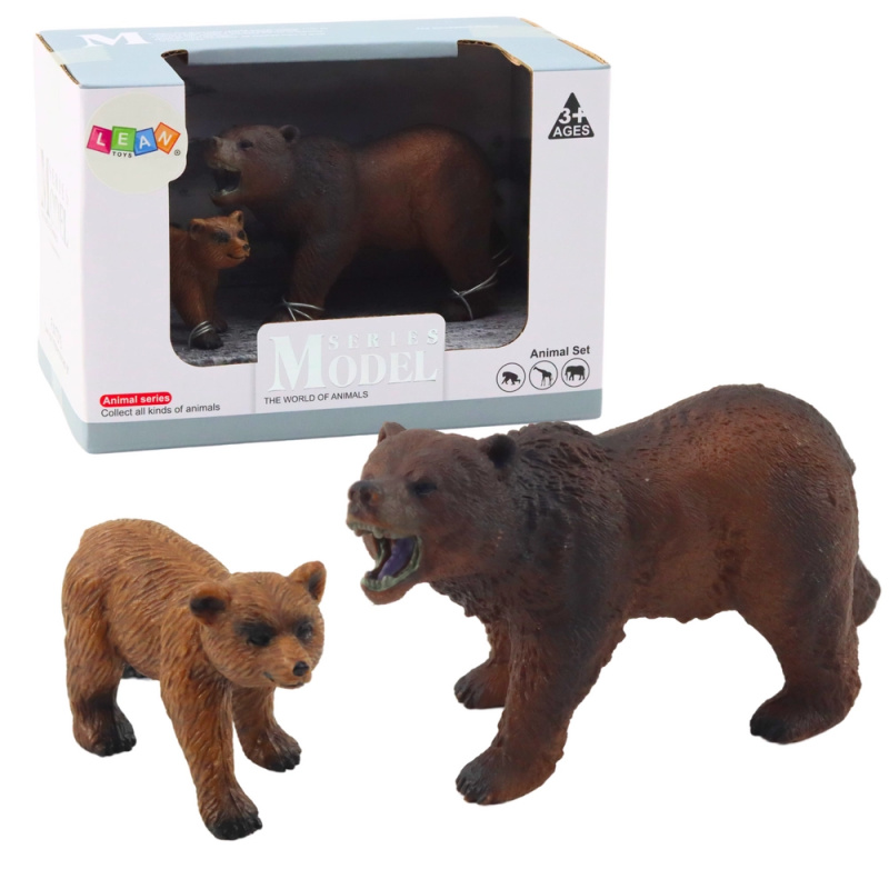 LEAN Toys Sada 2 figurek Medvěd hnědý s mládětem série Forest Animals