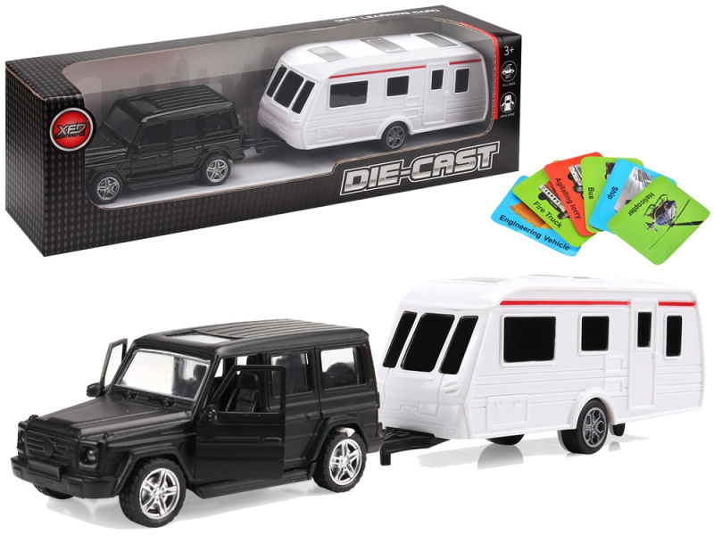 Lean Toys Sada kovových prvků přívěsu Jeep Black Camper