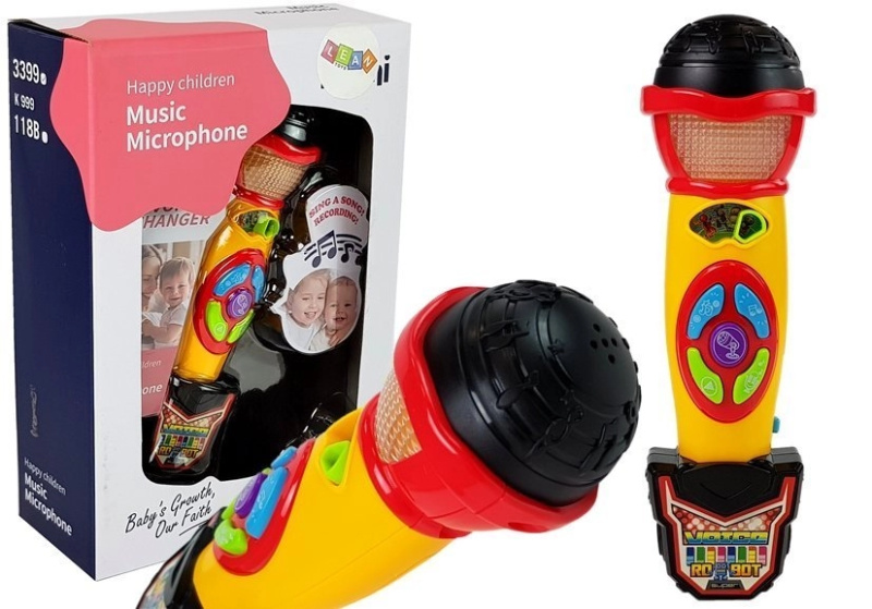 Žlutý a černý karaoke mikrofon pro nahrávání písní
