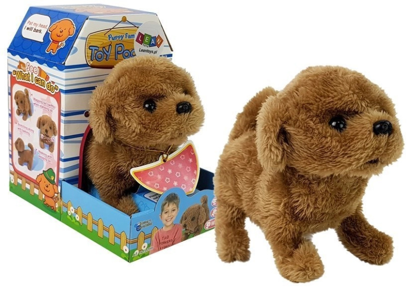 Lean Toys Interaktivní plyšový pejsek hnědý