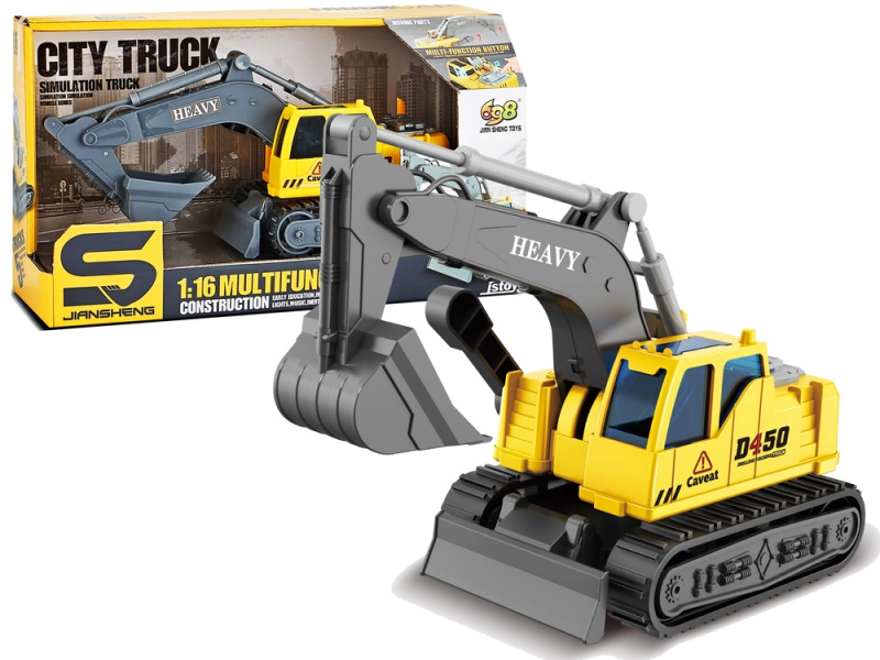 LEAN Toys Lopata Caterpillar Bagr žlutá Pohyblivé rameno 1:16