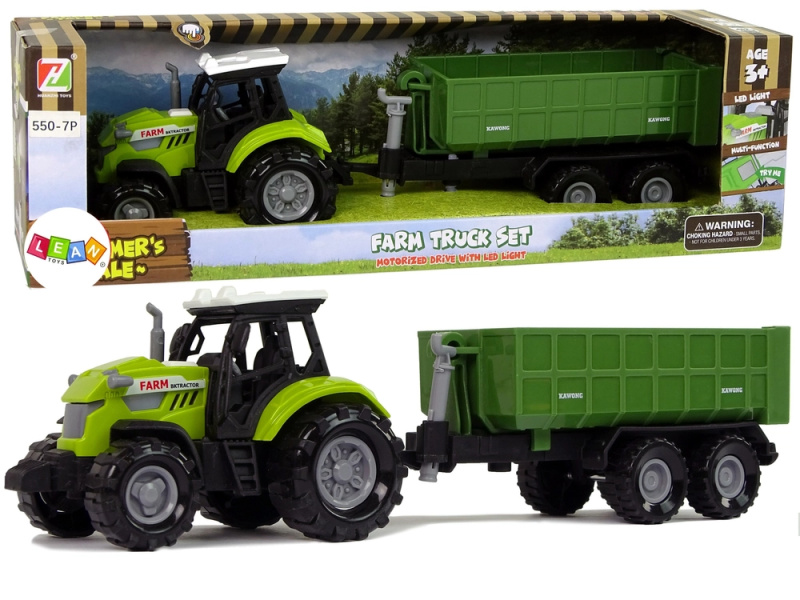 Lean Toys Odnímatelný zemědělský přívěs za traktor Sound Green