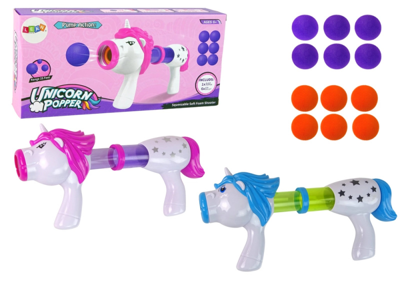 LEAN Toys Soft Ball Launcher Gun Unicorn Blue