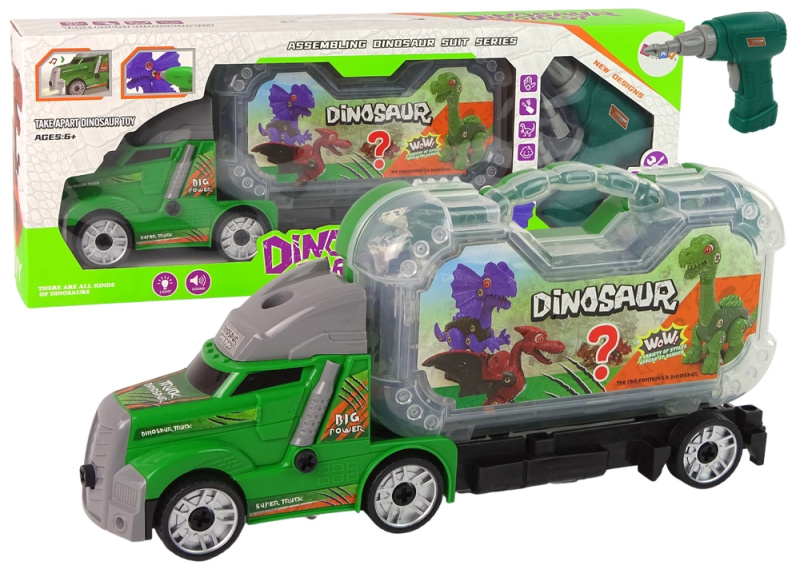 LEANToys Nákladní auto s dinosaurem ke složení
