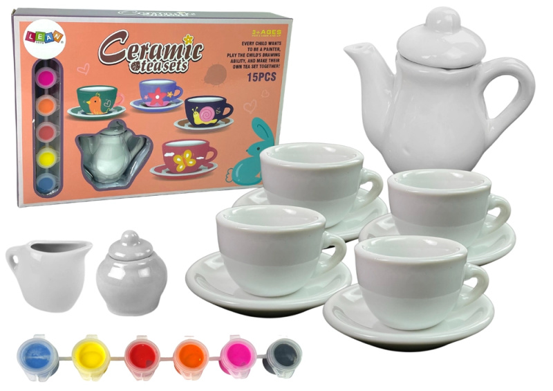 LEANToys Porcelánová čajová sada k malování