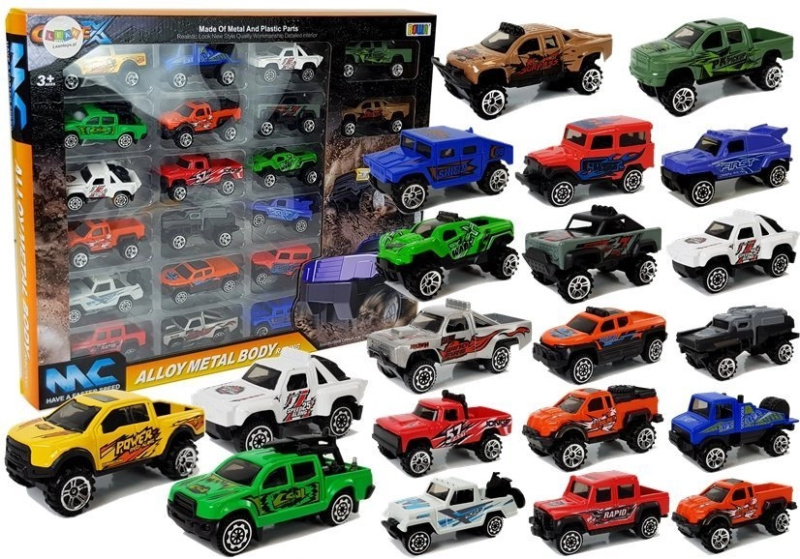Lean Toys Sada terénních vozidel Jeep různé barvy 20 kusů