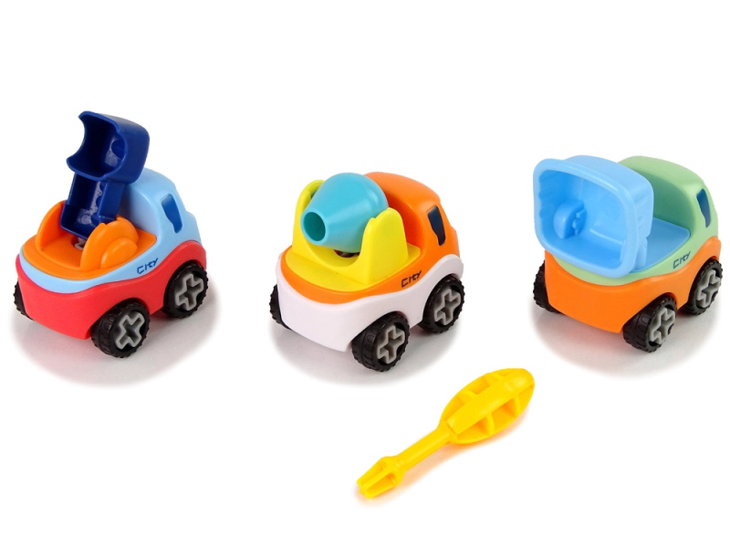 Lean Toys Sada 3 stavebních aut na demontáž + šroubovák Míchačka na beton Jeřábový sklápěč