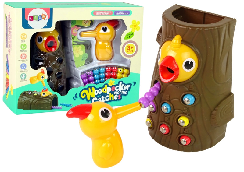 LEAN Toys Magnetická hra Chyť červa Nakrm datla ptačího