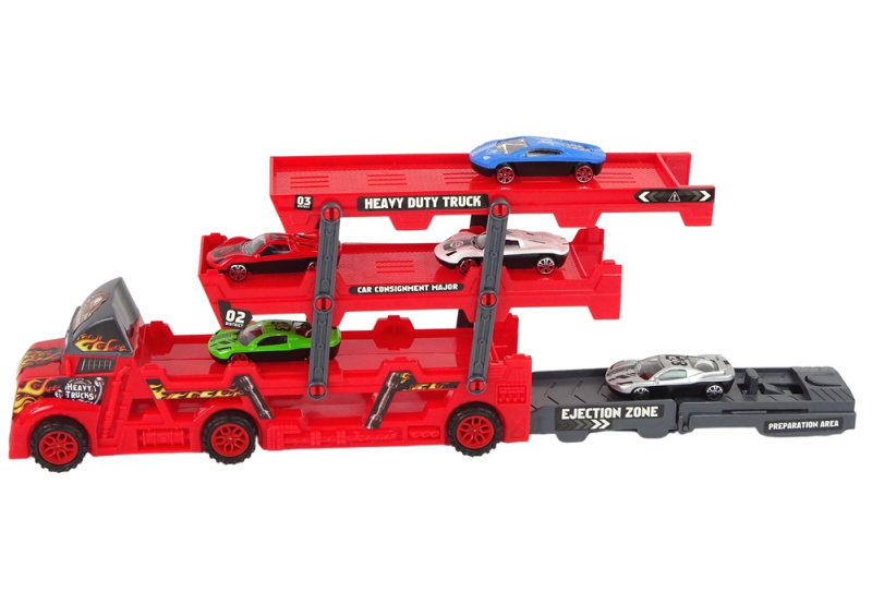 LEANToys Velký 3patrový odtahový vůz s autíčky