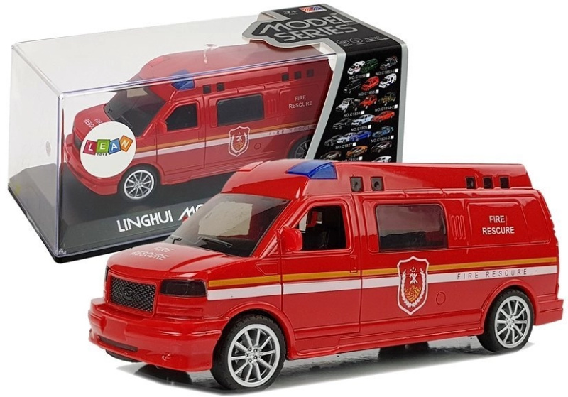 Lean Toys Hasičské auto se stahovací šňůrkou se světly a zvukem