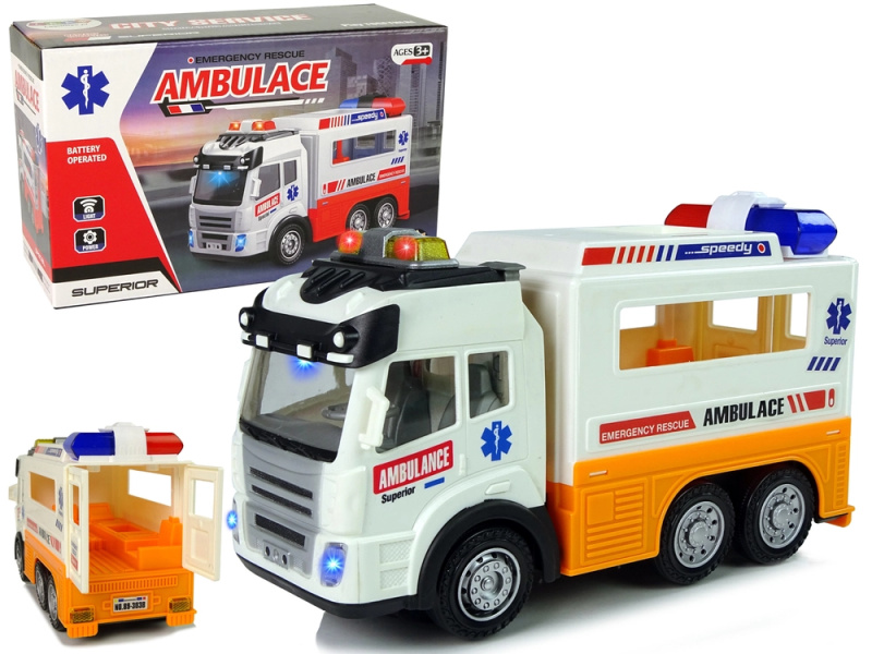 LEANToys Import Ambulance baterie Světla auta Zvuky