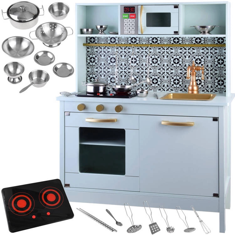 Mátová dřevěná dětská kuchyňka s nádobím