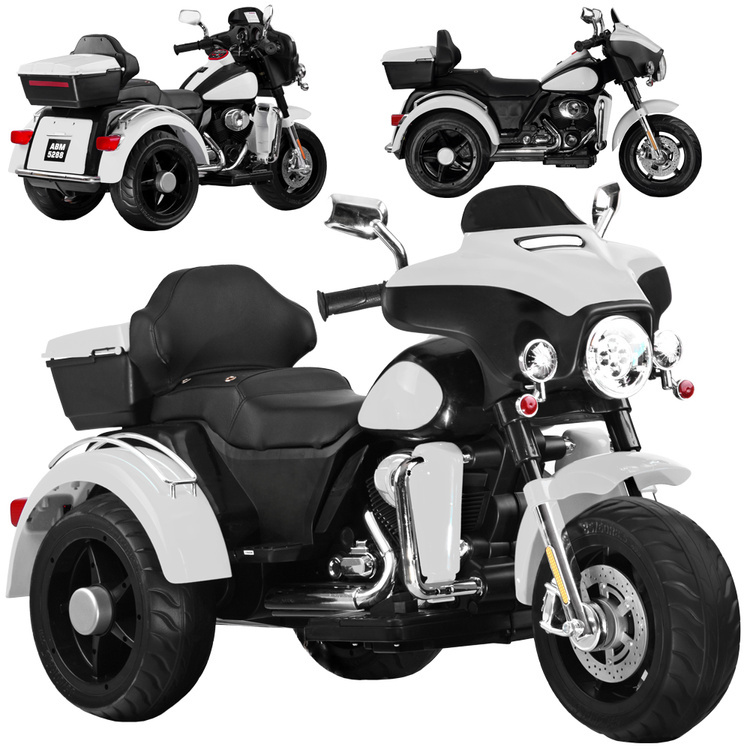 Velký motocykl Chopper na akumulátor pro děti – Bílá