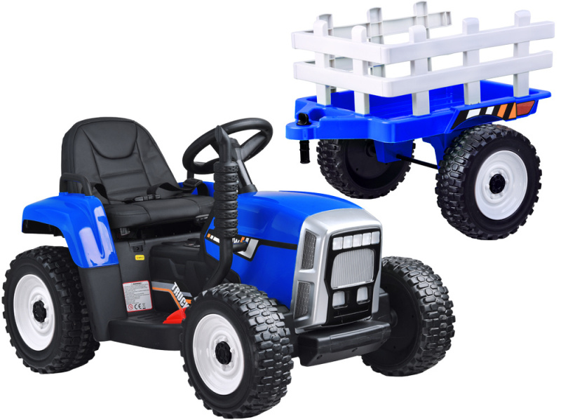 Dětský traktor s přívěsem na dálkové ovládání – Modrá