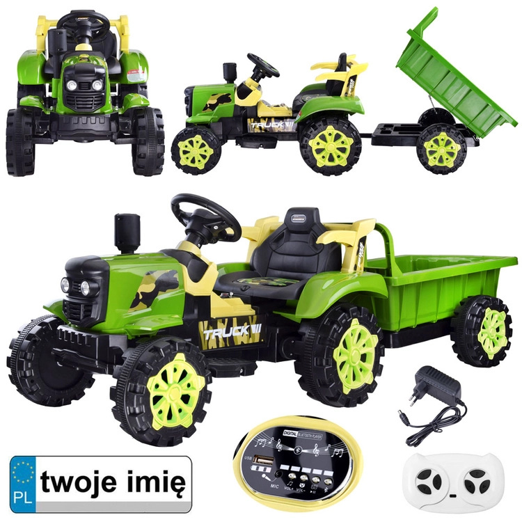 elektrický traktor s přívěsem PA0234 Zelený