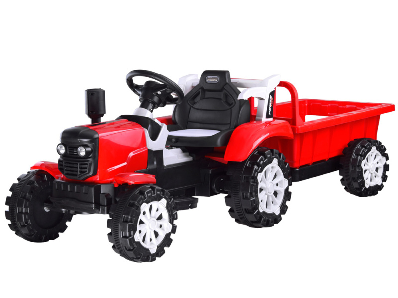 Traktor s přívěsem na baterii – Červená