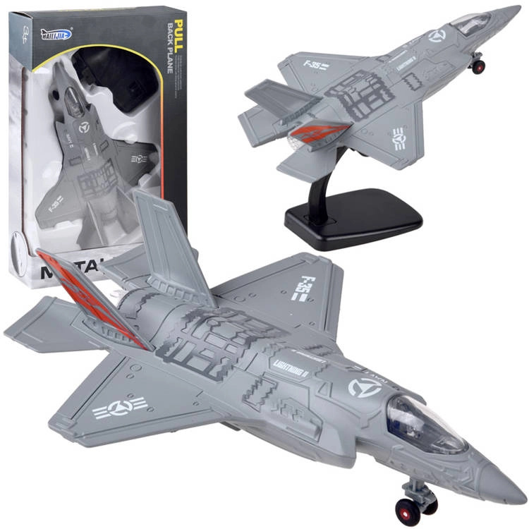 Kovový model vojenského letadla F-25 – Šedá