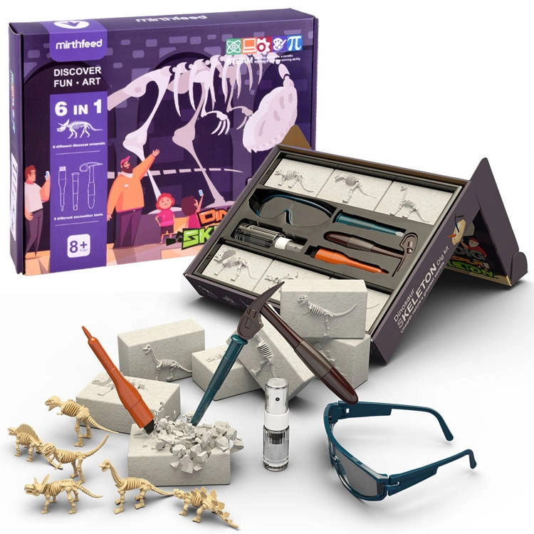 ZA4393 Sádrové vykopávky pro děti Dino Skeleton 6v1
