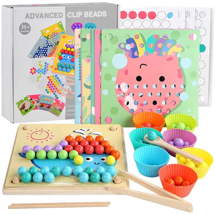 Majlo Toys vkládačka pro děti 3v1 Clip Beads